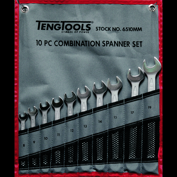 Teng Tools 6510MM - 10 Piece Metric Combination Spanner Set 8-19mm 6510MM